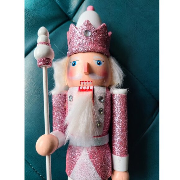 Pink Christmas Nutcracker Soldier Wooden Statue Holiday Decor Xmas Decoration - Picture 3 of 15